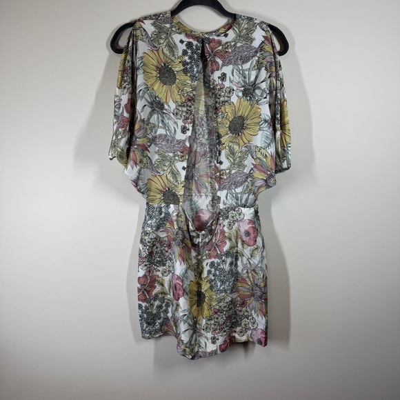 Opening Ceremony Multicolor Floral Print Dress Open Back Cape Overlay Size MEASU - Picture 6 of 12